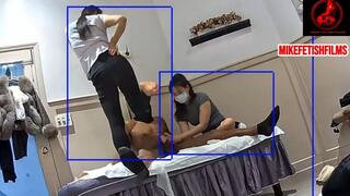 MASSAGE PARLOR BEHIND THE SCENES: DOUBLE BALLKICKING HANDJOB