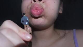 Giantess Stepsister inflates her face like a balloon then blows her bad breath on tiny stepbrother