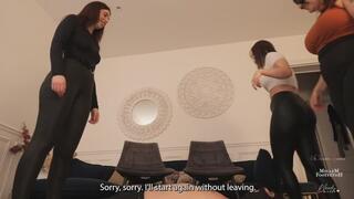 Trampling : 3 women jump on him