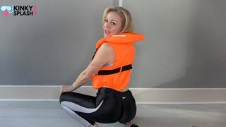 ASMR Lifejacket Fetish Confession in Shiny Lycra Leggings - MP4