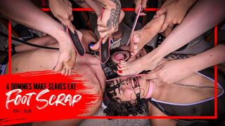 A Poolside Foot Worship Feast of Grated Skin by Four Goddesses (1080 EN-sub) Foot Humiliation - Foot Spa - Pedicure Tool - Cracked Heels - Foot Slave - Degradation