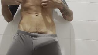 Enjoying myself in the work bathroom.