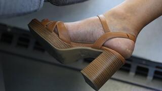 Beauty feet anf sexy high heel sandas foot fetish admiration, hot croosed legs, dirty soles done to lick