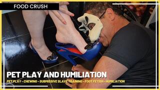 Pet Play and Humiliation: The Useless Puppy Cleaning the Floor and the Goddesses' Sandals (1080 EN SUB) - Pet Play - Chewing - Submissive Slave Training - Foot Fetish - Humiliation