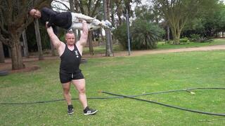 Thick Muscleman Giant and Twink 10-Min Non-Stop Off-the-Ground Lift and Carry Challenge