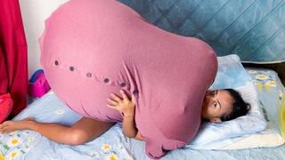 Looner Camylle Stuffs Huge Balooon Boobs And Tummy While Riding A Big Cattex Zeppelin Balloon