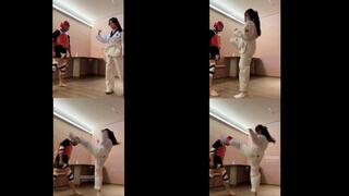 80kg, Black Belt Karate Girlfriend, Hard Kick Punishment, Round 1