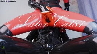 Rubber cowgirl rides slave's big cock