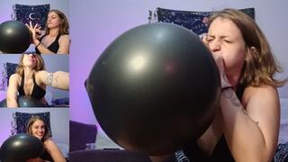 Cheeks full blowing up my big black balloon (non pop)