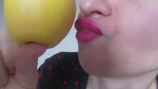 sniffing your lips and admiring the apple mov