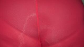 Sexy BBW VPL in red leggins