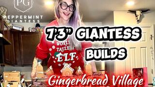 7’3” Giantess in 8-Inch Heels Builds a Gingerbread Village