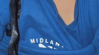 Blowjob training with naughty Black Fatty she Sucks black cock and takes cumshot on her chest