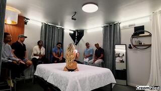 Busty Blonde Hotwife MILF gets ready for her gangbang with 5 guys including her husband