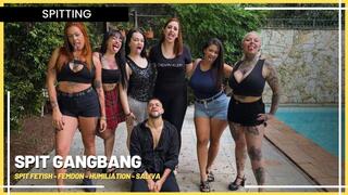 Spit Gangbang: Six Goddesses Spitting on the Submissive's Face in Extreme Humiliation (1080 EN SUB) - Spit Fetish - Femdon - Humiliation - Saliva