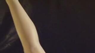 Sexy younger me dancing seductively in just white stockings and heels.