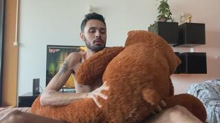 Putting my teddy bear to suck me