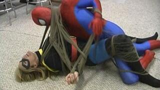 Spiderman And Flywoman, Bound Into A Dry Humping Orgasmic Frenzie