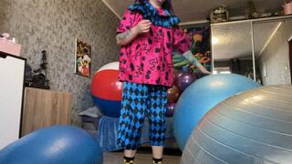 clown girl fun on balls