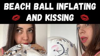 Inflating and kissing my ball with lipstick