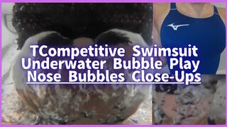 Competitive Swimsuit Underwater Bubble Play – Nose Bubbles Close-Ups