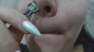 My Giantess Stepsister Puts Tiny Stepbrother in Her Nose as Punishment and Plays with Him