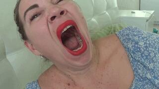 Yawning sexy red lips 2
