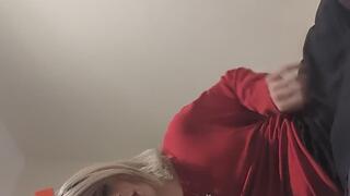 Girly Heather Ashley tease strips then shoots from her big cock