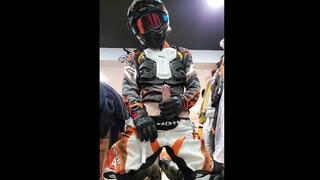 Dirt Biker Edges in full gear, then cums into glove