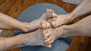 Toes Interlocked and Pressed Together