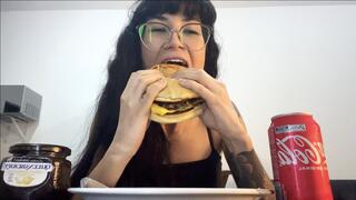 Eating hamburgers and burping