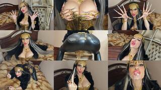 Worship my extremely long nails, heels, leather clothes, cleavage and big bimbo lips