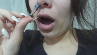 My Giantess Stepsister humiliates tiny stepbrother by sticking it in his nose and blowing her snot on