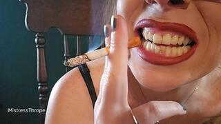 Smokers yellow teeth close up and Smoking ASMR