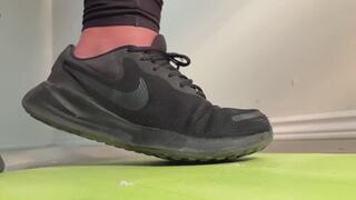 (J4) I start off squishing a few cities in my worn smelly sneakers then take them off for the ultimate humiliation