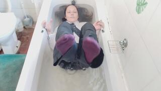 Getting soaking wet and showing off my socks