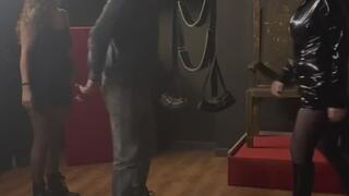 Whoever knocks him down... wins! (kicking competition)