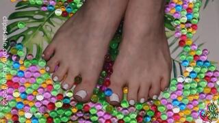 White polished Toes and Orbees