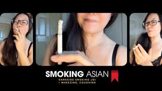 Darkside Smoking Asian Gooning: Wheezing, Coughing, Topless MILF Invites You to Cum on Her Boobs copy 2