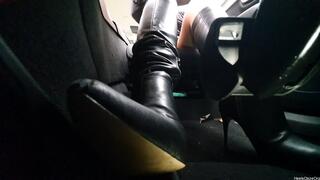 Driving Volvo XC90 in Leather High Heel Boots