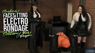 Smoking Facesitting Electro and Prison Bondage in Solitary box | Mistress Karino, Dominatrix Dinah