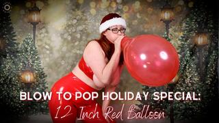 Blow To Pop Holiday Special 12 Inch Red Balloon - MILF Lacey Royce Is Wearing Her Holiday Best Red Latex Top And Red PVC Pants While She Celebrates The Holidays By Blowing Up A Shiny Red Balloon Until It POPS Balloon Fetish Looner Wetlook B2P