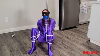 Minx Grrl Bound, Gagged and Teased In Blue Spandex (WMV Format)