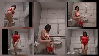 RED Swimwear Public TOILET PEE DUMP SPIT FART AND BOUNCING TITS