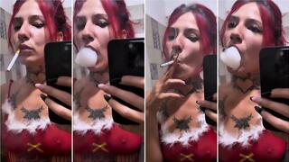 power smoking in front of the mirror