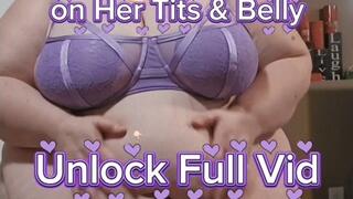 SSBBW Rachel Rubs Lotion All Over Her Belly and Tits