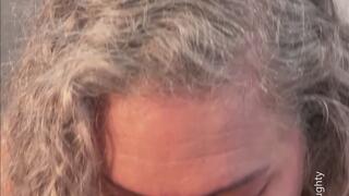 Making him cum after a bj with my stocking feet