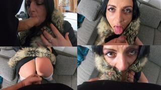 Cum on My Black Fur Downjacket Blowjob & Jacket Fetish
