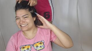 Don't pull my hair so hard, it hurts