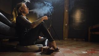 Cigarette between shiny lips 4K MP4